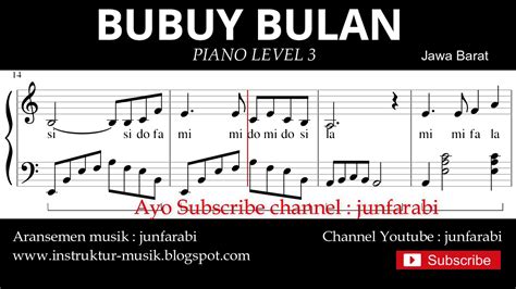 Notasi Balok Bubuy Bulan Piano Grade 3 Lagu Daerah Jawa Barat