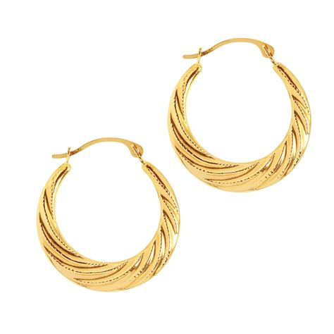 JewelStop 14k Yellow Gold 20Mm X 1Mm Swirl Hoop Earrings Walmart