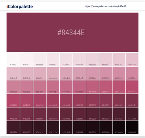 Hex Color Code #84344e | Pantone 506 C color information | Hsl | Rgb ...