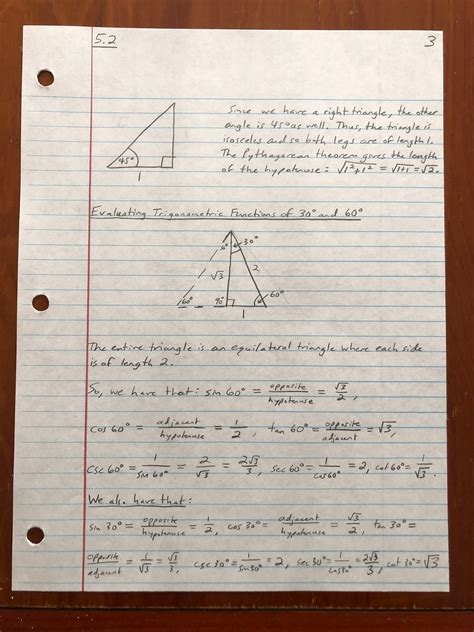 Professor Franks Math Blog Part 2 Right Triangle Trigonometry Notes