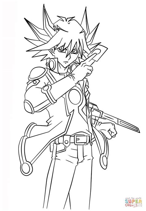Yusei Fudo From Yu Gi Oh 5ds Coloring Page Free Printable Coloring Pages