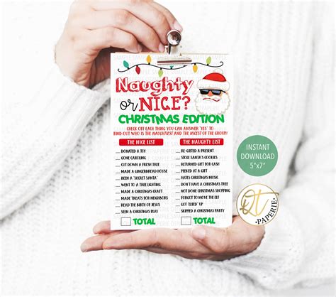 Adult Christmas Party Game Naughty Or Nice Game Christmas Etsy Canada