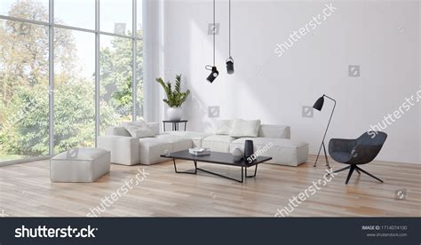 Large Luxury Modern Bright Interiors Living Stock Illustration