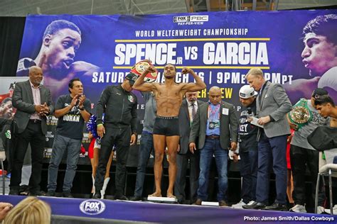 3 tittles on stake and this is relatively unpredictable outcome fight. Errol Spence Jr. vs. Mikey Garcia - weigh-in results ...