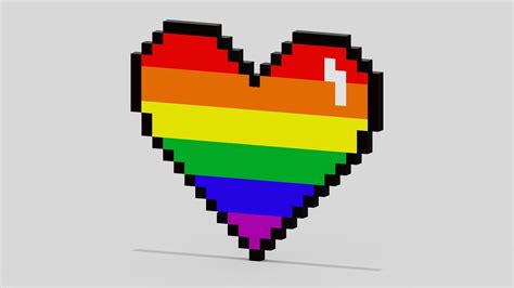 3d Model Voxel Rainbow Heart Symbol Vr Ar Low Poly Cgtrader