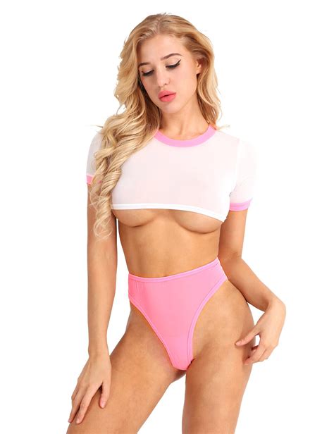 Us Women S Short Crop Top With Open Crotch Briefs Ubuy India