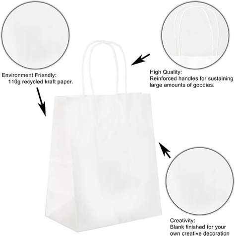 Joyin White Kraft Paper T Bags Bulk With Handles