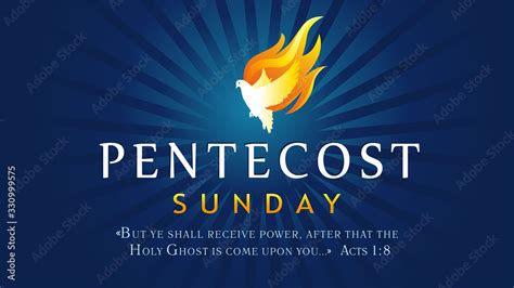 Pentecost Sunday Banner With Holy Spirit In Flame Template Invitation