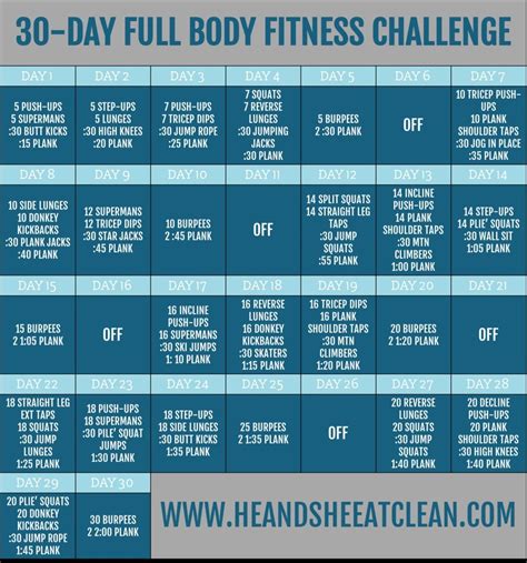 30 Day Full Body Fitness Challenge He And She Eat Clean