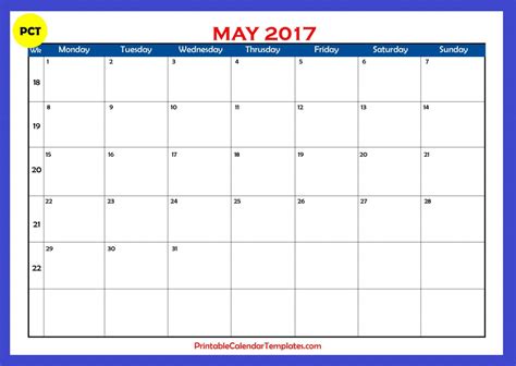 May 2017 Calendar Printable Printable Calendar Templates