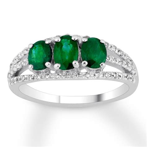 Lab Created Emerald Ring Lab Created Sapphires 10k White Gold Jared