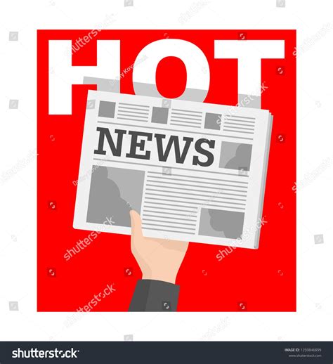 Hot News Hand Holding Newspaper On Red Background Vector