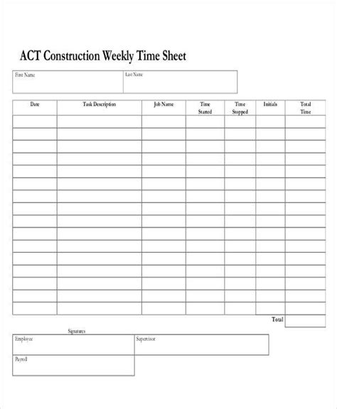 30+ Printable Timesheet Templates - Word, PDF | Free & Premium Templates