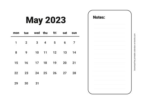 Printable May 2023 Calendar Free Download In Pdf Bordio