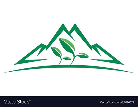 Green Nature Mountain Plant Logo Icon Royalty Free Vector