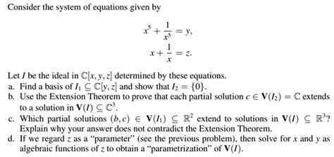 solved consider the system of equations given by x 1 y x 1 2 let be the ideal in cx