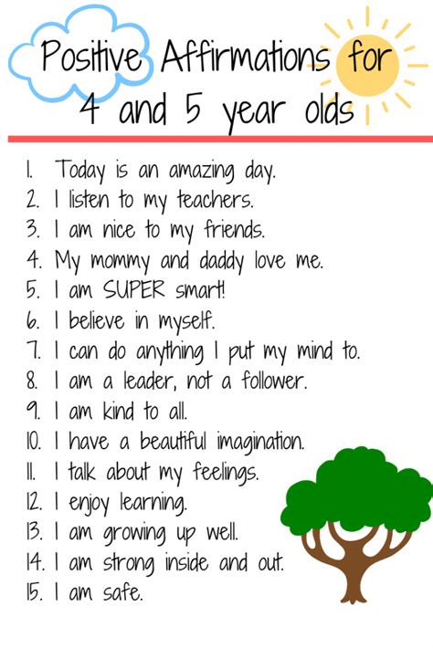 15 Positive Affirmations For Preschoolkindgergarten Sonshine Mama