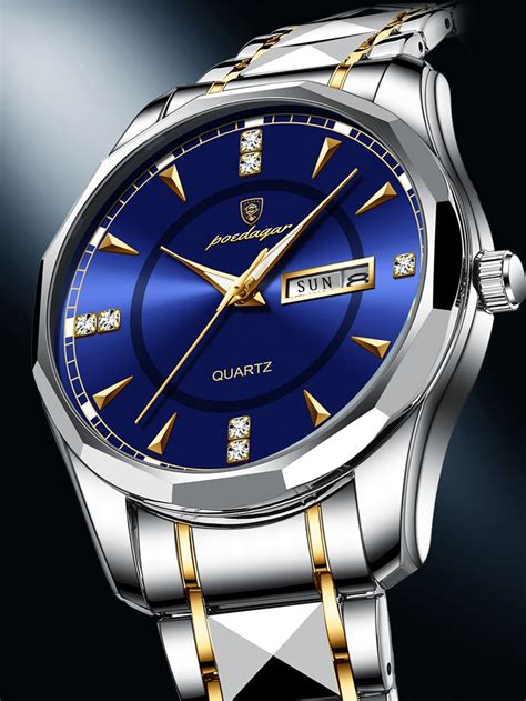 Poedagar Mens Watches Blue Dial Fashion Casual Quartz Watch Waterproof Luminous Watch Luxury