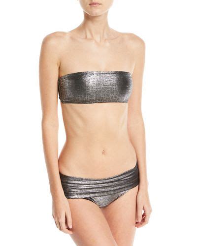Marie France Van Damme Rafia Bandeau Two Piece Bikini Set In Gray
