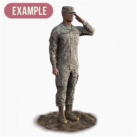 Modelo 3d Mujer Soldado Militar Acu Pose Saludando Turbosquid 1697018