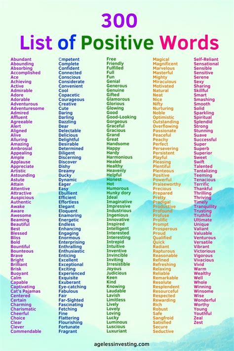 List Of Positive Words Of Encouragement To Live By Good Vocabulary