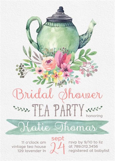 The invitation include both the name of the parties, time, date and venue to call them and enjoy a relaxing chit chat with your. Tea Party Bridal Shower Invitation Templates