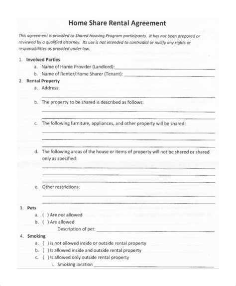 sample house rental agreement templates