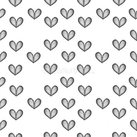 Watercolor Black Hearts Seamless Pattern Stock Illustration