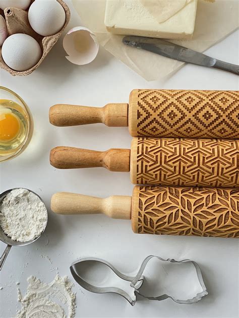 Baking Set Of Rolling Pins Personalized Embossed Rolling Pins Etsy