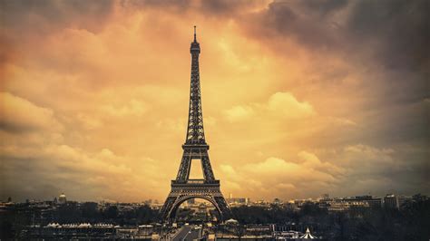 Eiffel Tower Paris With Clouds Background Hd Travel Wallpapers Hd