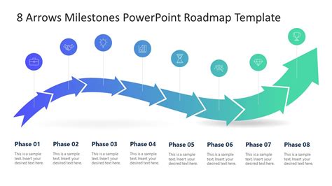 8 Arrows Milestones Powerpoint Roadmap Template