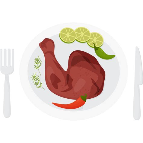Mexican food Grilled Chicken on plate with fork and knife 15280821 PNG