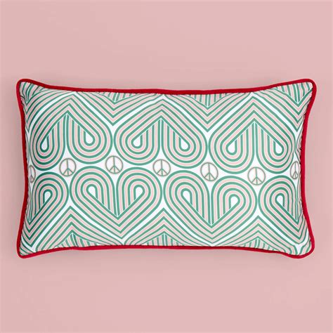 Peace And Love Cushion In Mint And Pink Lust Home