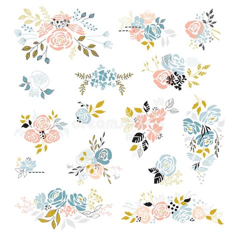 Set Of Floral Bouquets Stock Vector Illustration Of Collection 119208108