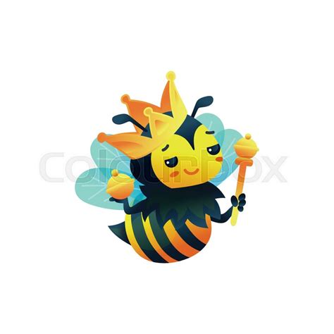 Cartoon Character Of Bee Queen In Gold Stock Vector Colourbox