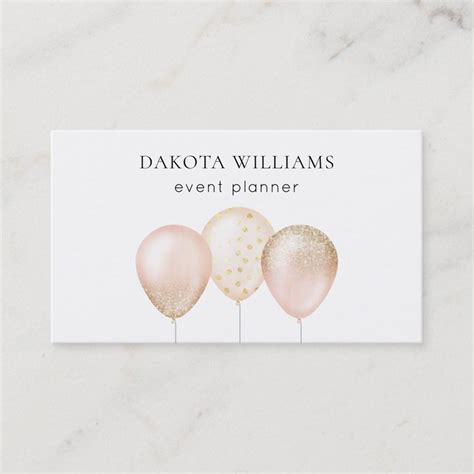 Fun Pink And Gold Glitter Balloons Business Card Zazzle