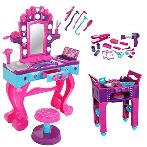 Barbie doll hair salon play toys! Ultimate Glam Hair Salon Vanity with Manicure Station and ...