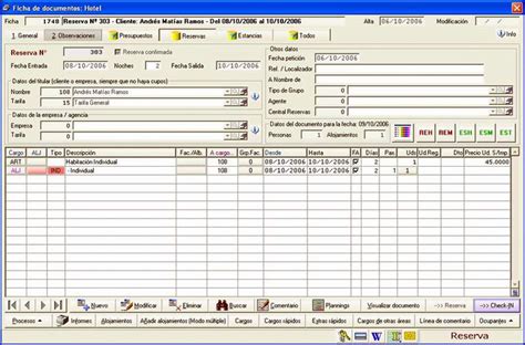 Fichas De Recepción Programa De Hotel