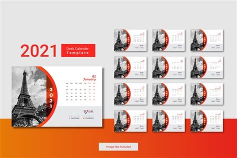 Premium Vector 2021 Desk Calendar Template With Creative Design