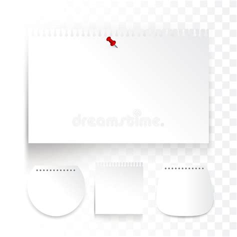Various White Note Papers Pinned With Red Pushbutton Stock Illustration