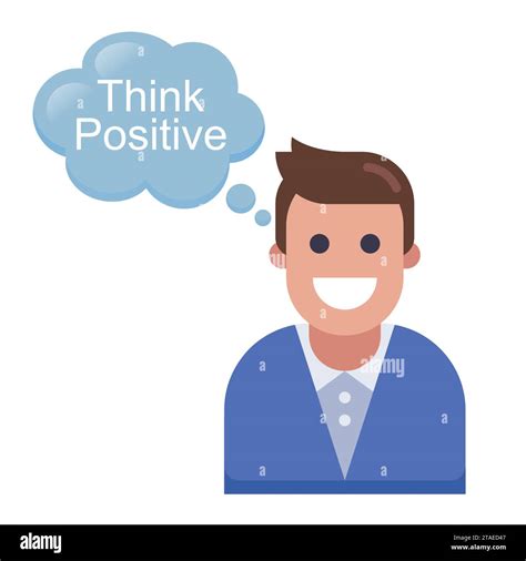 Man Positive Thinking Flat Vector Illustration Stock Vector Image