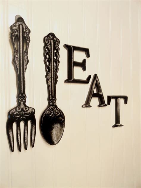 black kitchen wall decor large fork spoon wall decor eat sign cast iron fork spoon shabby