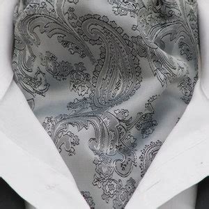 Mens Silver Black Shot Paisley Satin Ascot Cravat Kerchief Etsy