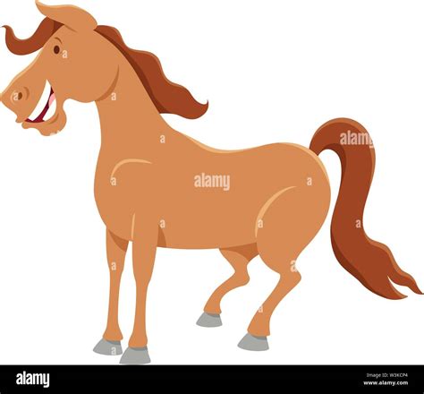 Cartoon Illustration Of Happy Horse Farm Animal Comic Character Stock