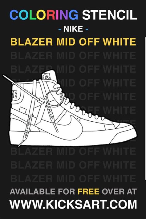 Nike Blazer Mid Off White Coloring Stencil In 2020 Stencils Sneakers