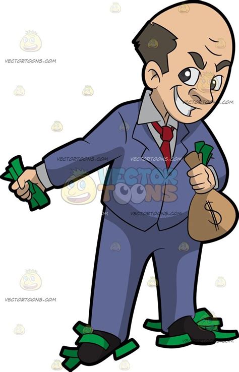 A Greedy Man Hoarding His Money Money Clipart