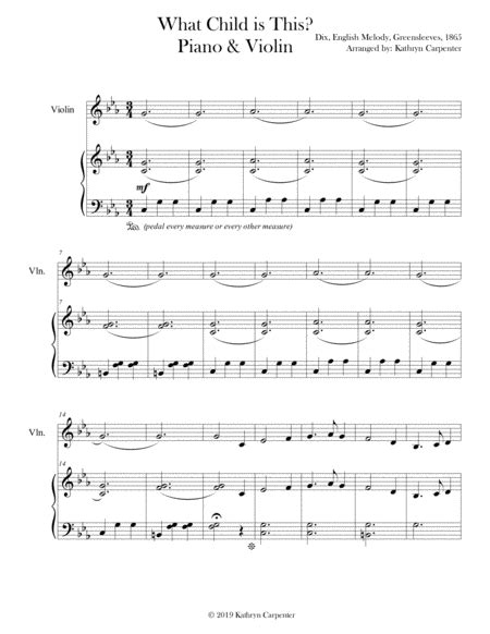 (anonymous) sheet music for : What Child is This? (Piano & Violin) www ...