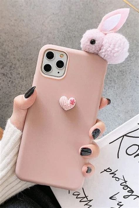 3d Rabbit Love Phone Case Cute Apple Iphone Silicone Cover Pretty Iphone Cases Girly Phone