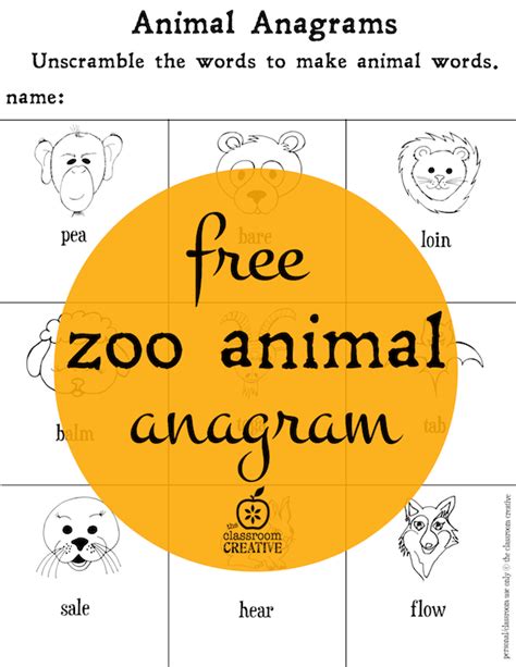 Zoo Literacy Center Animal Anagrams Summer Words Summer Learning