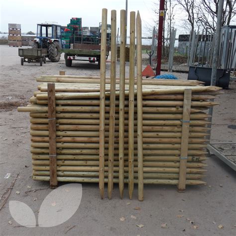 Adjustable height, easy assembly pole set. Tree Stakes Machine Rounded Stakes For Fruit Trees